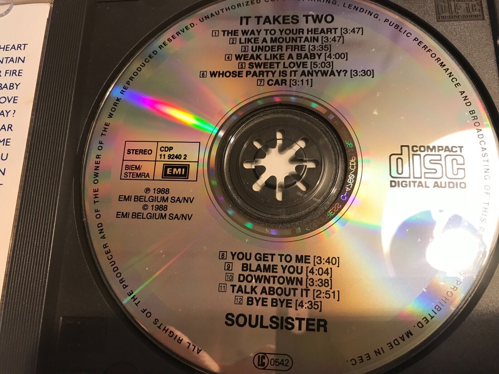 SOUL SISTER "IT TAKES TWO" 1988 CD ALBUM 12 TRACKS EMI BELGIUM SA/NV