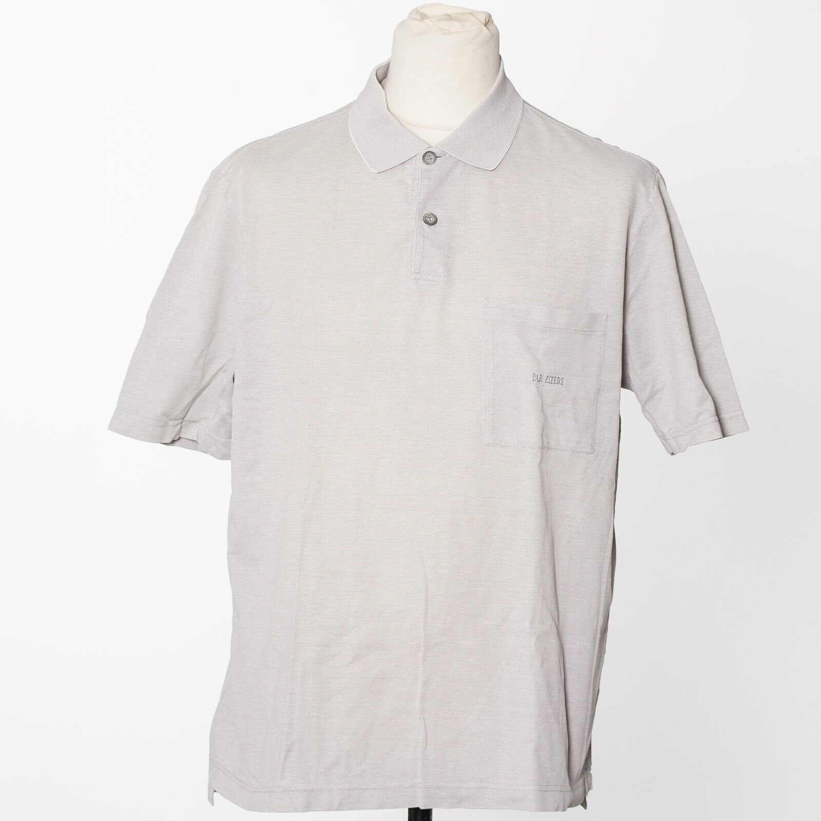 PAL ZILERI Light Gray Pique Cotton Polo Shirt XL