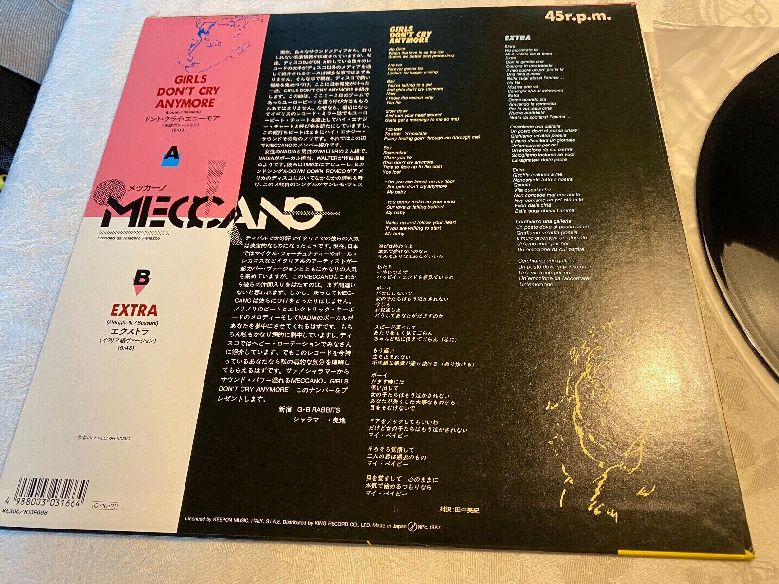 MECCANO "GIRLS DON´T CRY ANYMORE" 1987 12" VINYL MAXI SEVEN SEAS JAPAN JASRAC 12