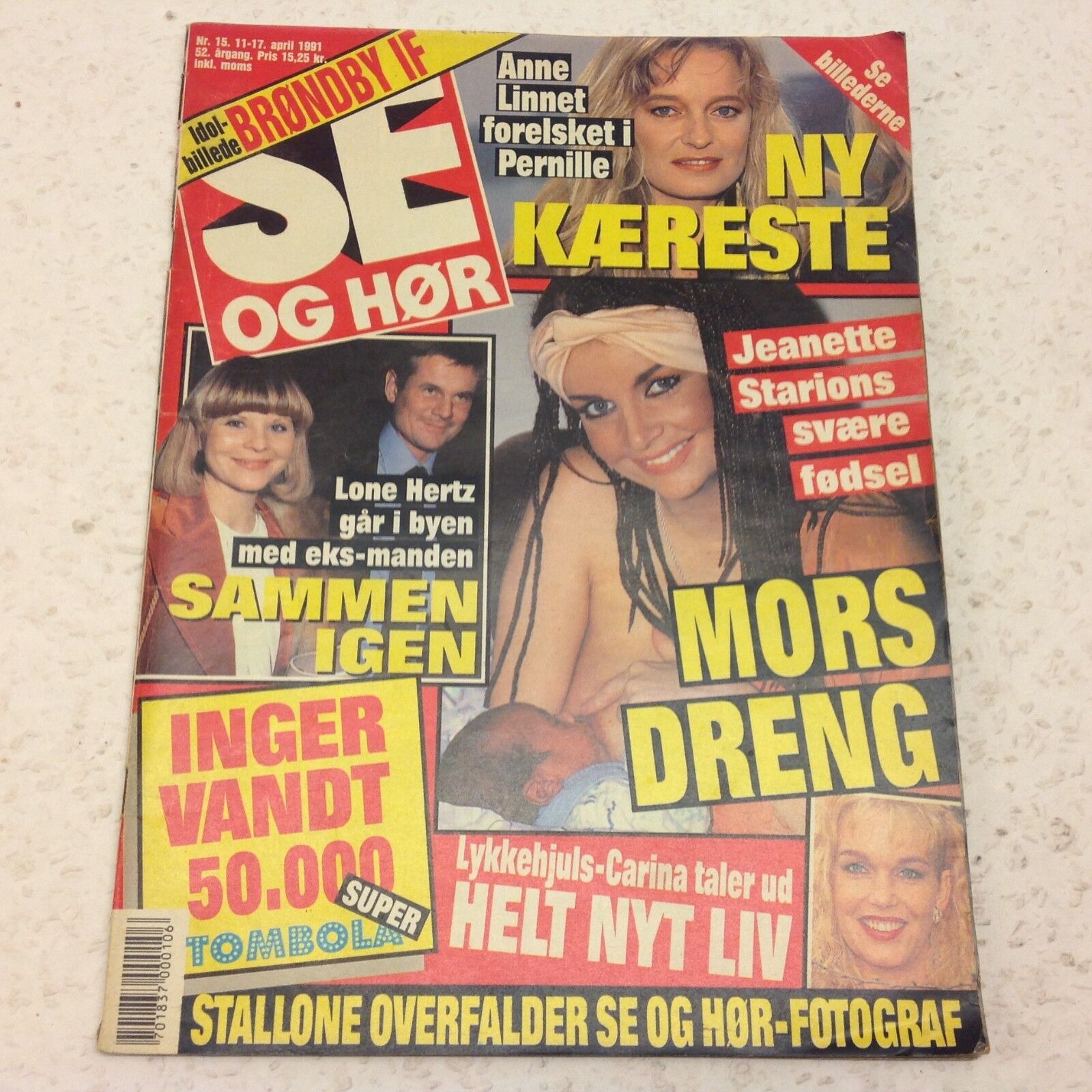 Platoon Charlie Sheen Back Cover Tv-Guide Vtg Danish Magazine 1991 "Se og Hoer"