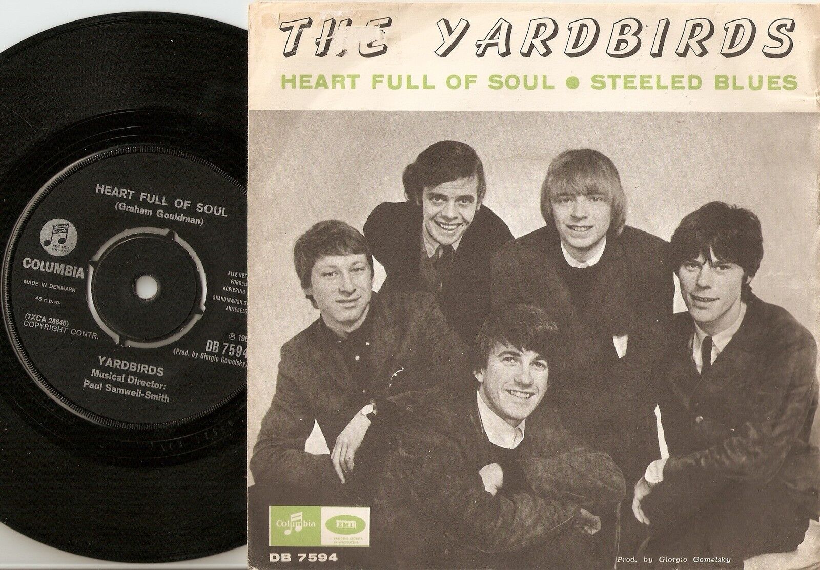 THE YARDBIRDS HEART FULL OF SOUL DANISH SWEDISH 45+PS 1965 MOD FREAKBEAT RB