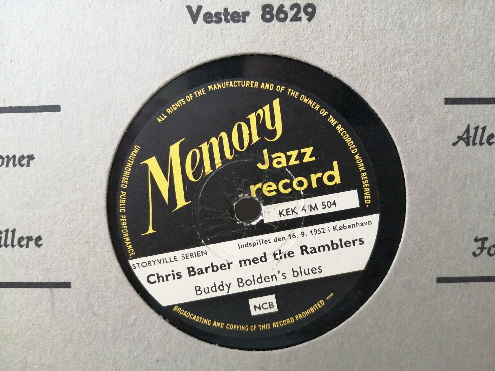 78 RPM  shellac CHRIS BARBER med the RAMBLERS : Buddy Bolden /At the jazzbands