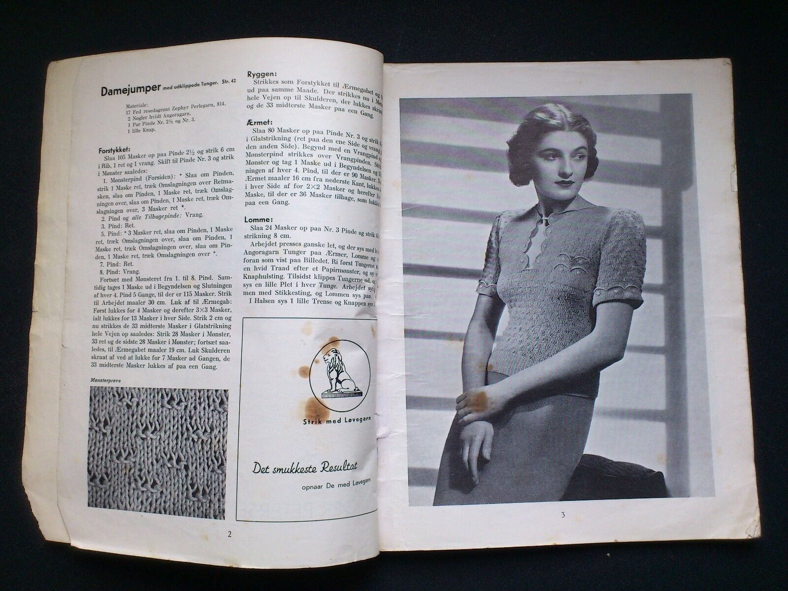 Danish "Strikkebog" Knitting book from 1938 Great black  white fashion fotos