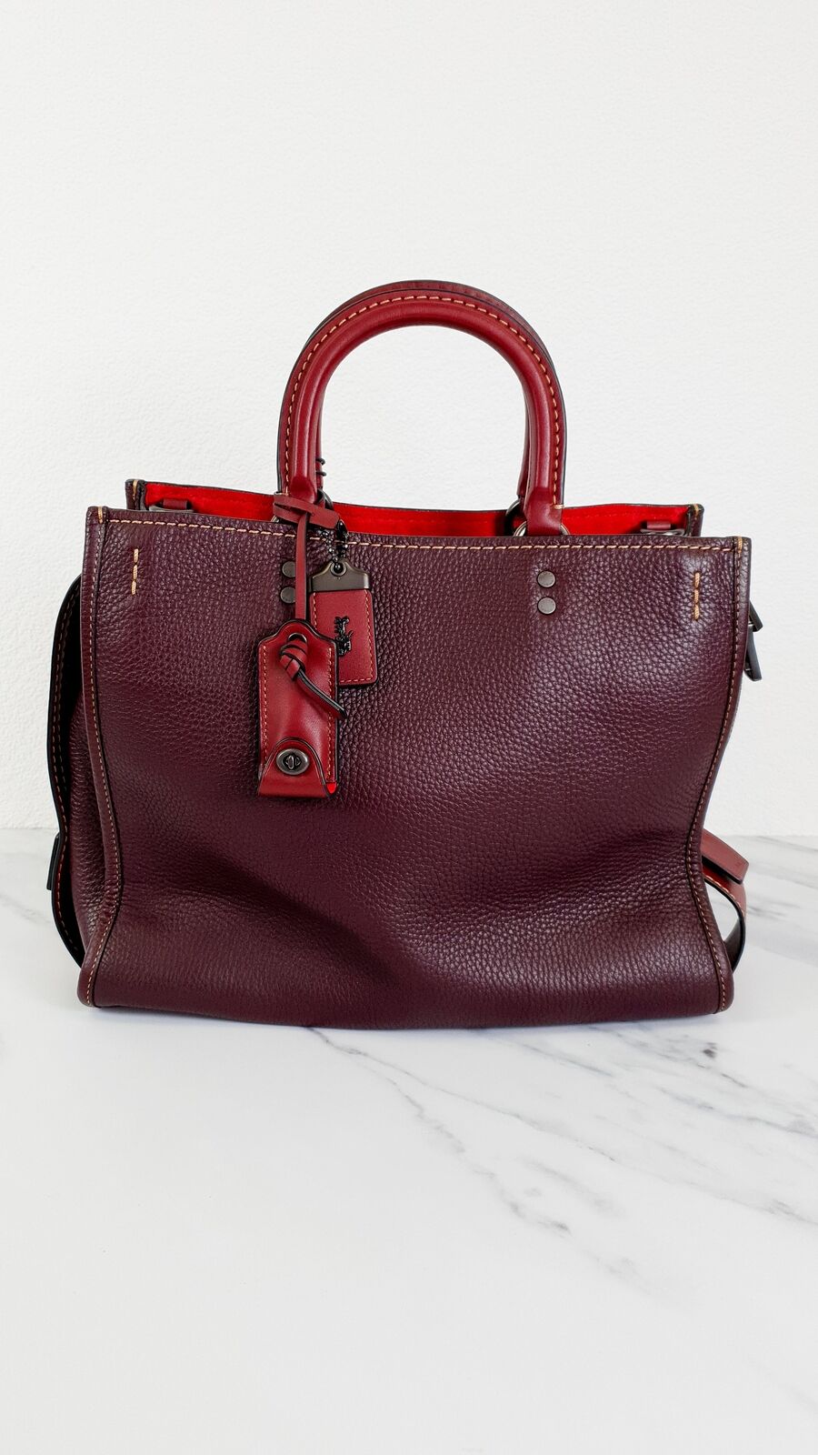 Coach 1941 Rogue 31 Bag Oxblood Pebble Leather Red Suede Satchel Handbag 38124