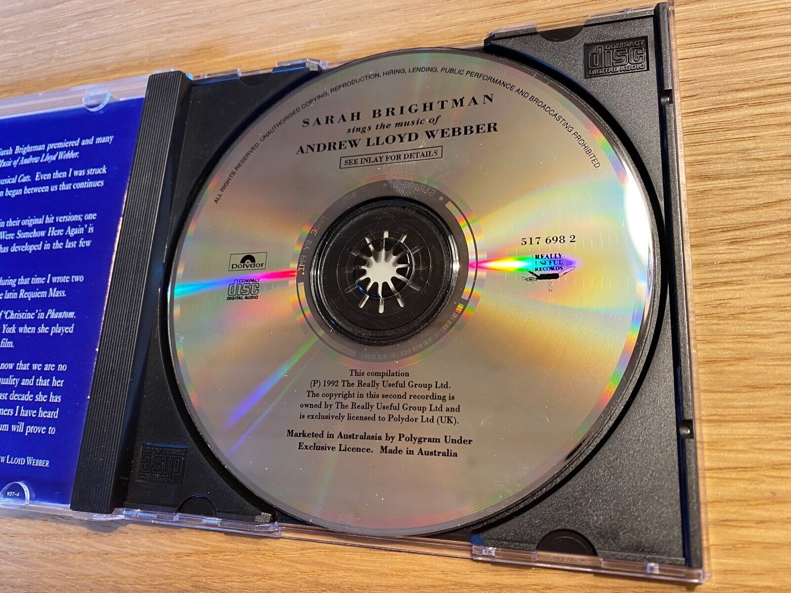 SARAH BRIGHTMAN SINGS ANDREW LLOYD WEBBER POLYDOR REALLY USEFUL RECORDS 1992 CD*