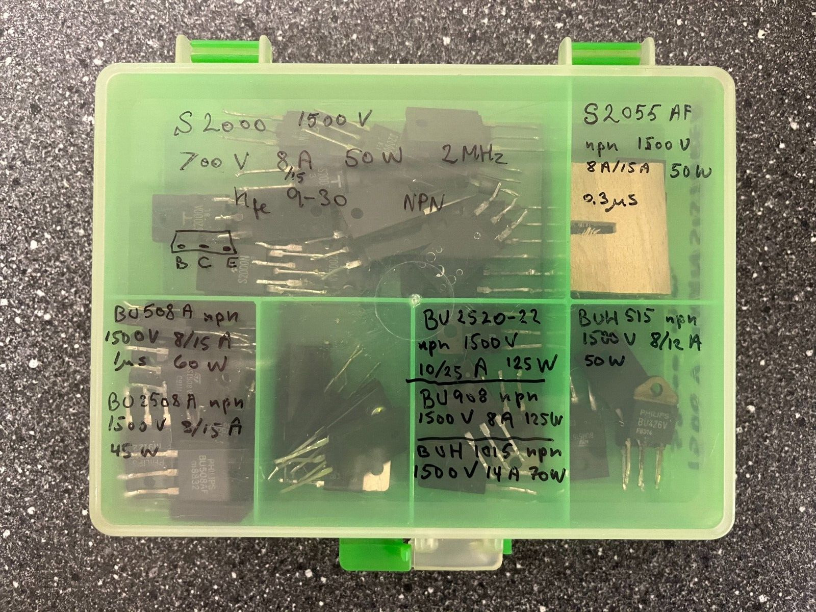 Assorted NPN Transistor Bundle - High Voltage  Power - S2000, BU508A, BU2520-22