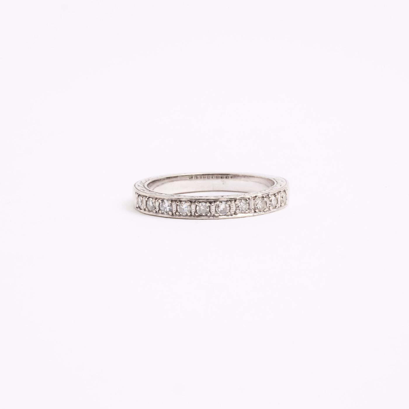 Ring with diamond (015 ct) in 14K White gold size 5¾ | Solid Gold