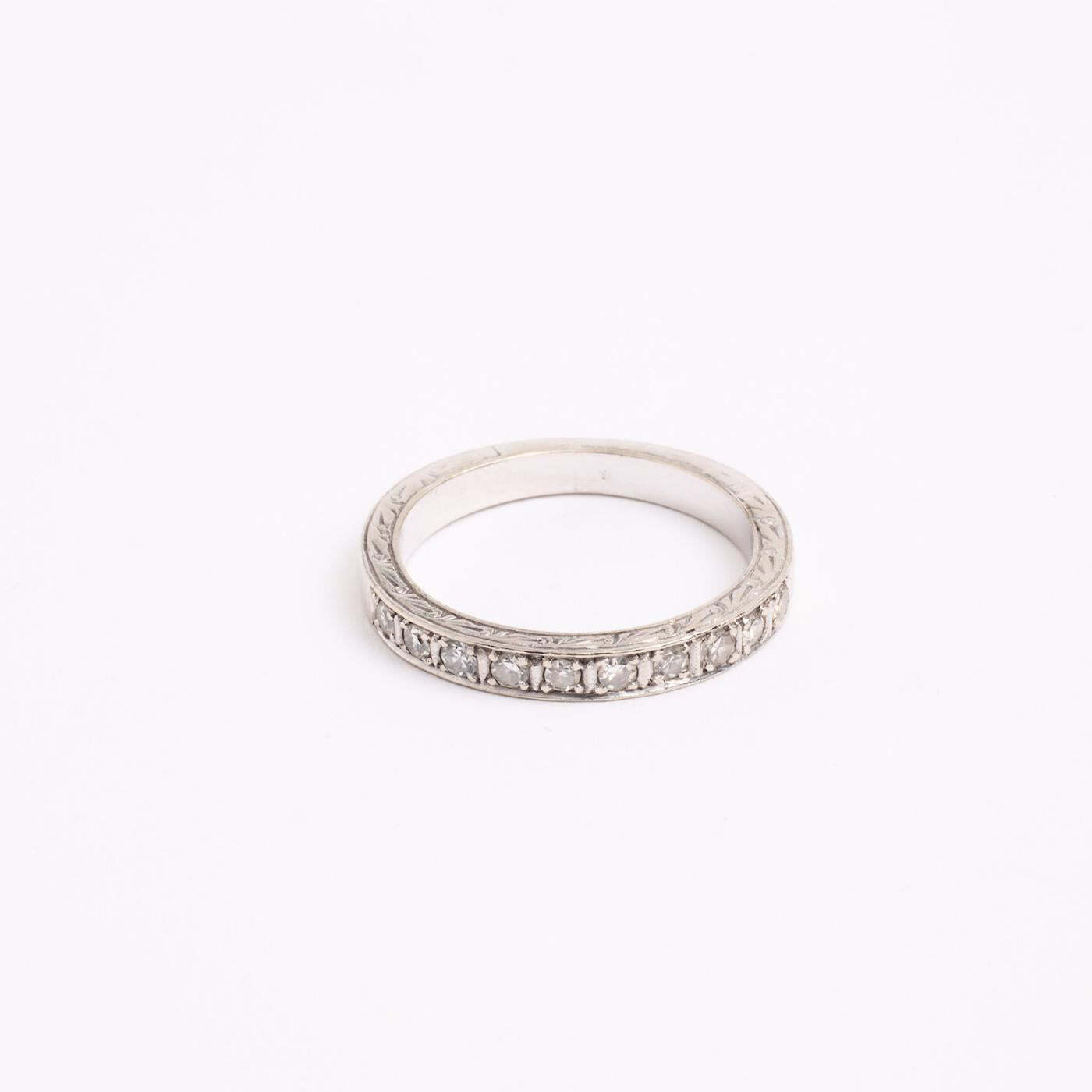 Ring with diamond (015 ct) in 14K White gold size 5¾ | Solid Gold