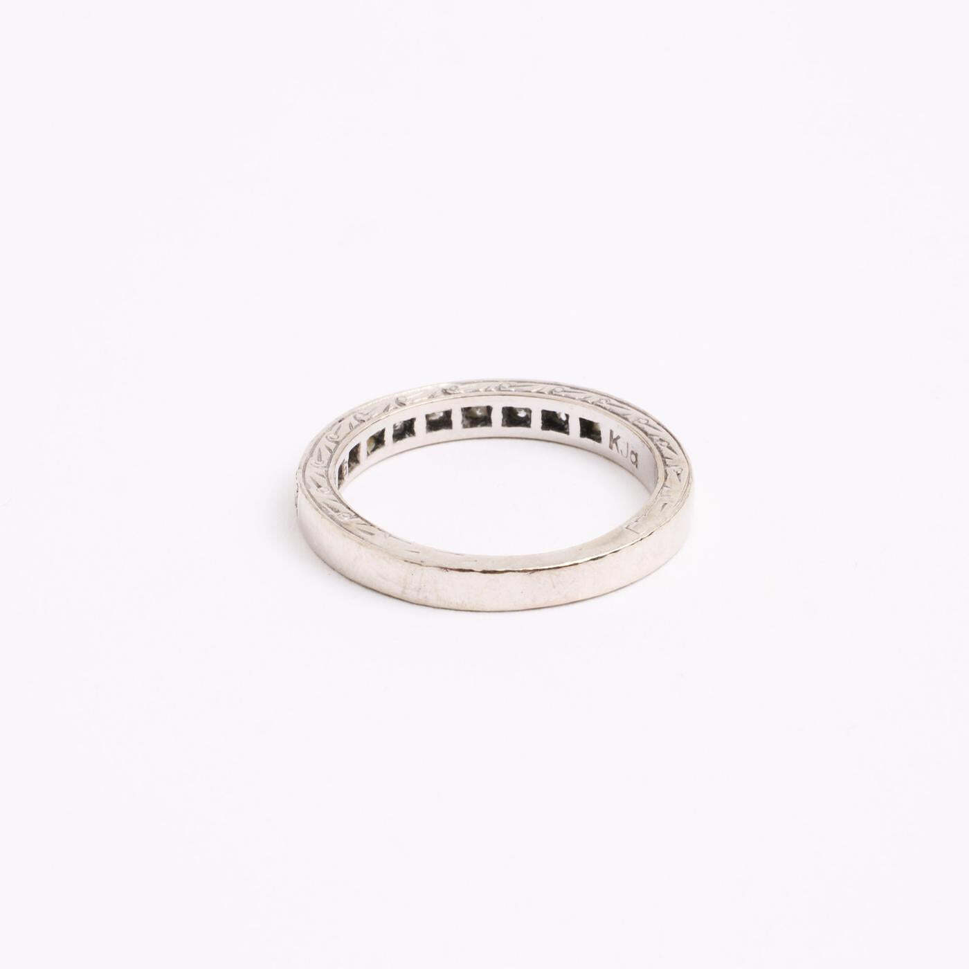 Ring with diamond (015 ct) in 14K White gold size 5¾ | Solid Gold