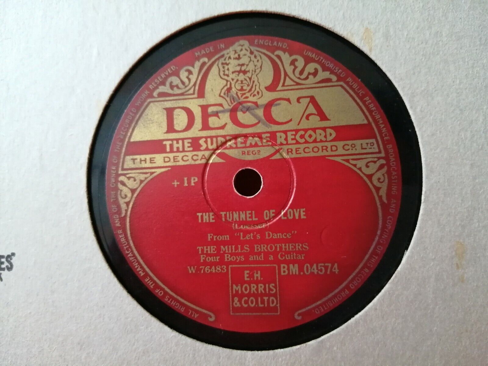 78 rpmTHE MILLS BROTHERSThe Tunnel Of Love/Why Fight The Feeling ?Decca