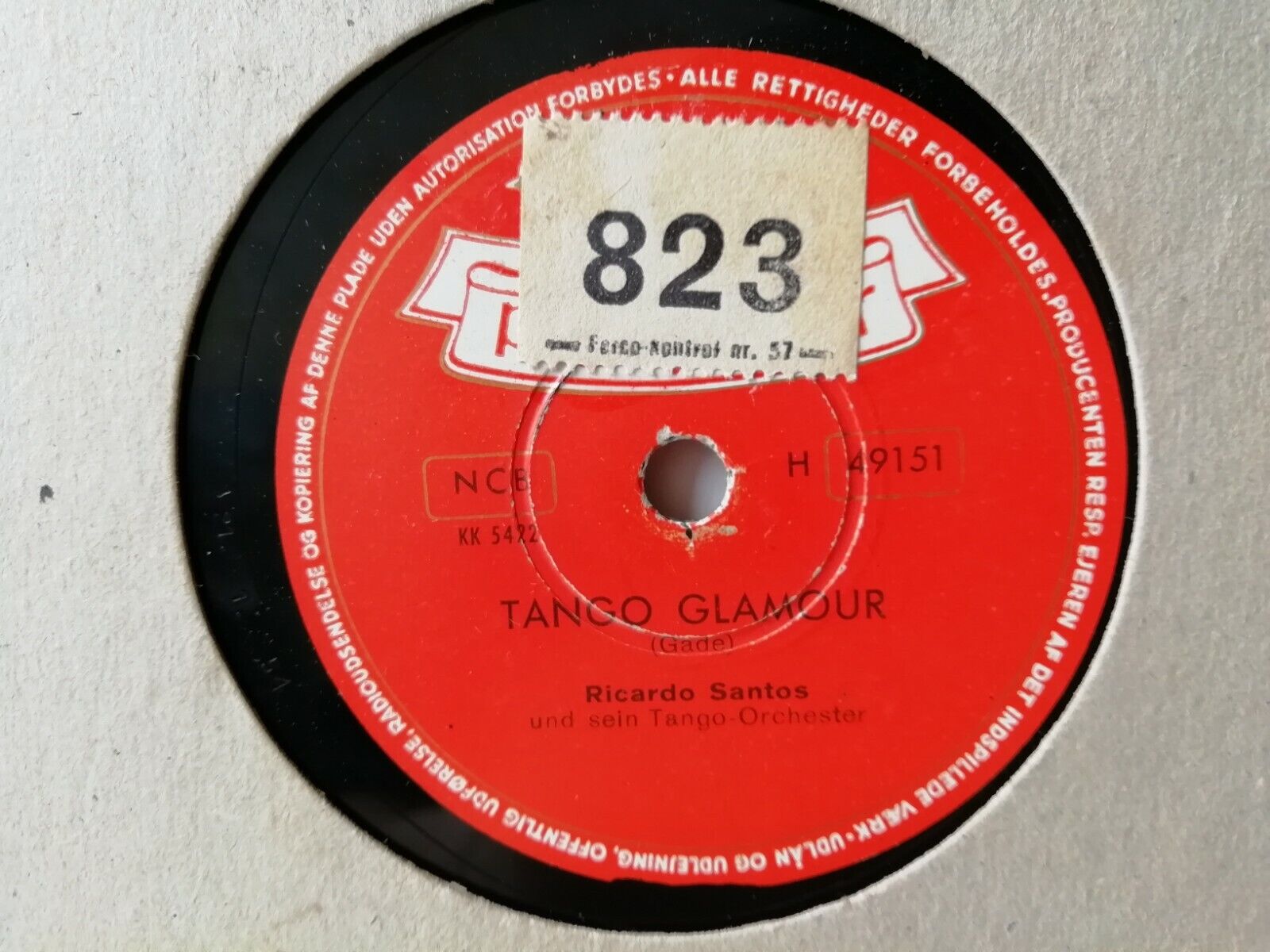 78 rpmRicardo Santos:Tango Glamour/Tango Roulette Polydor Denmark