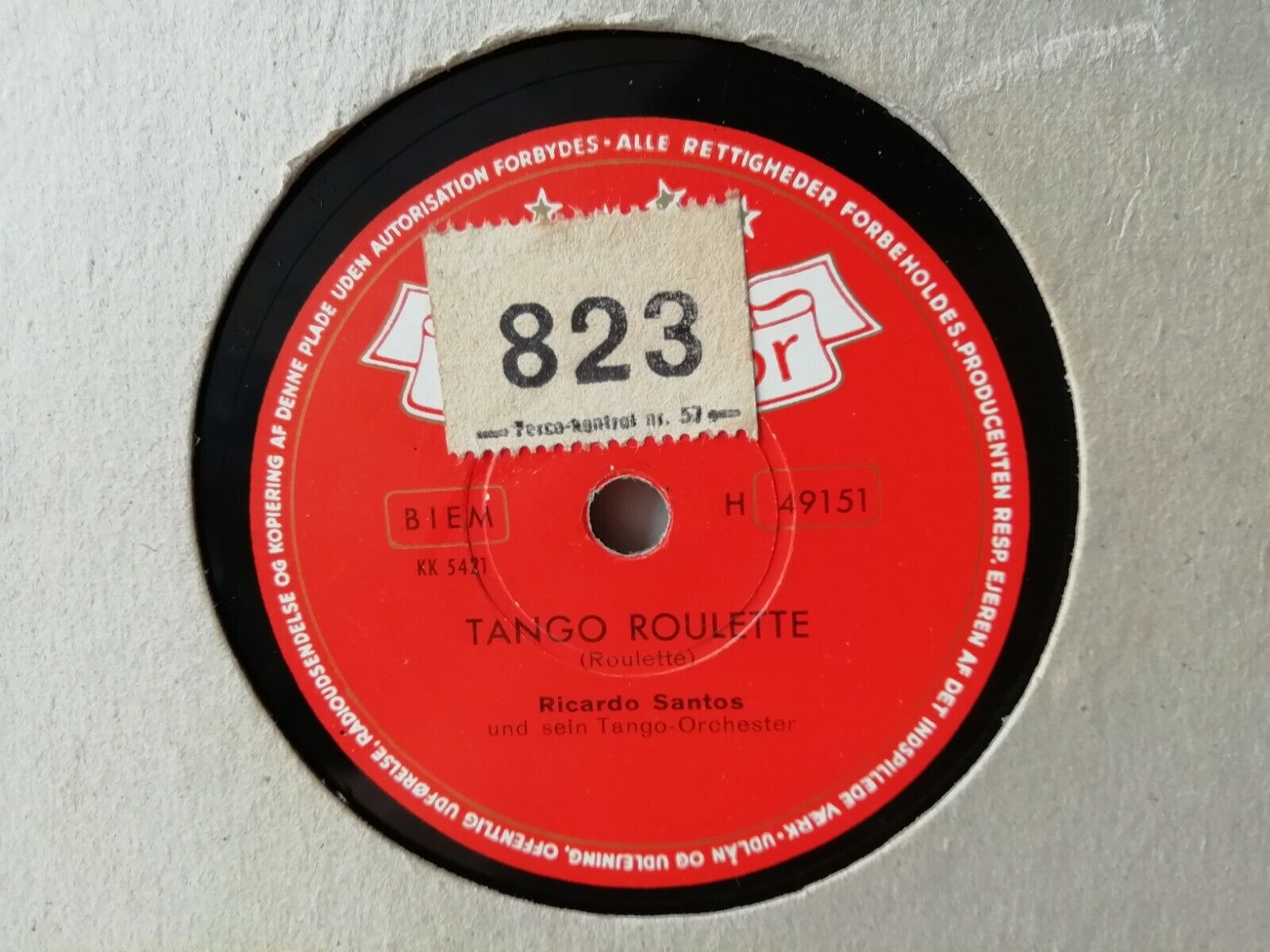 78 rpmRicardo Santos:Tango Glamour/Tango Roulette Polydor Denmark