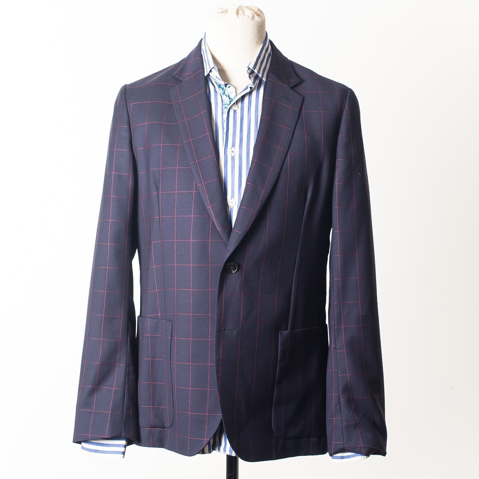 PAUL SMITH Soho Blue Check Sport Coat Blazer M Fit