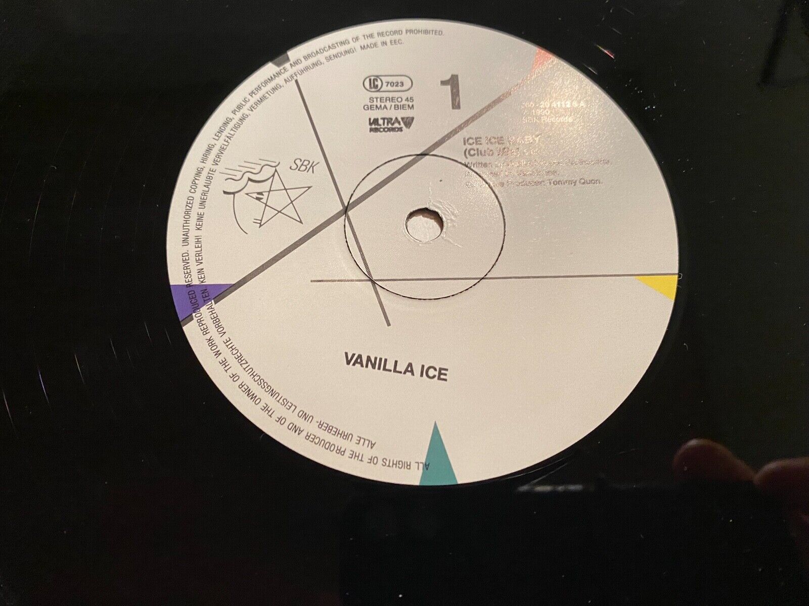 VANILLA ICE "ICE ICE BABY" 1990 12" MAXI SBK ULTRA EMI 3 REMIXES QUEEN SAMPLE 12