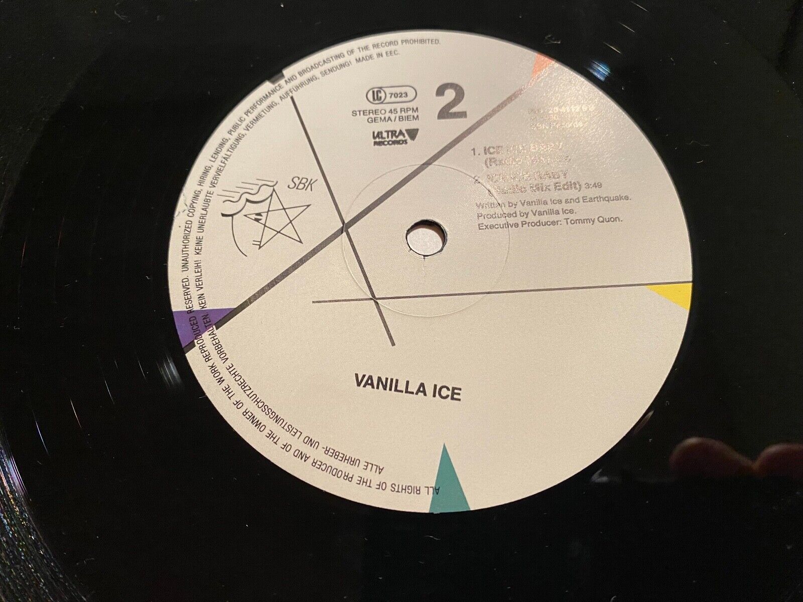 VANILLA ICE "ICE ICE BABY" 1990 12" MAXI SBK ULTRA EMI 3 REMIXES QUEEN SAMPLE 12