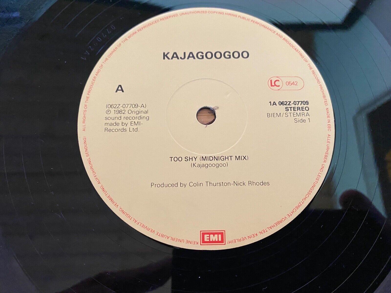 KAJAGOOGOO "TOO SHY" MIDNIGHT MIX 1982 DUTCH PRESSING 12" MAXI SINGLE 45 RPM EMI