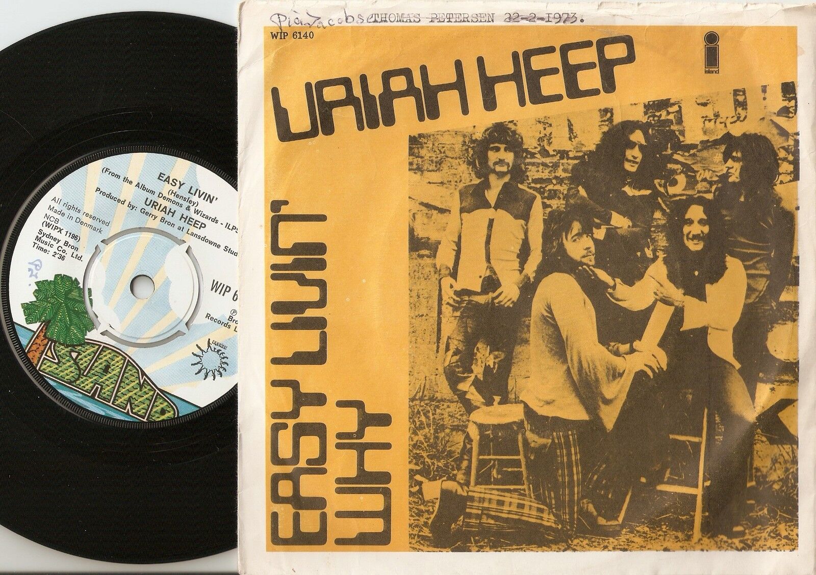 URIAH HEEP EASY LIVIN`  WHY DANISH 45+PS 1972 HEAVY PSYCH ROCK PROGRESSIVE