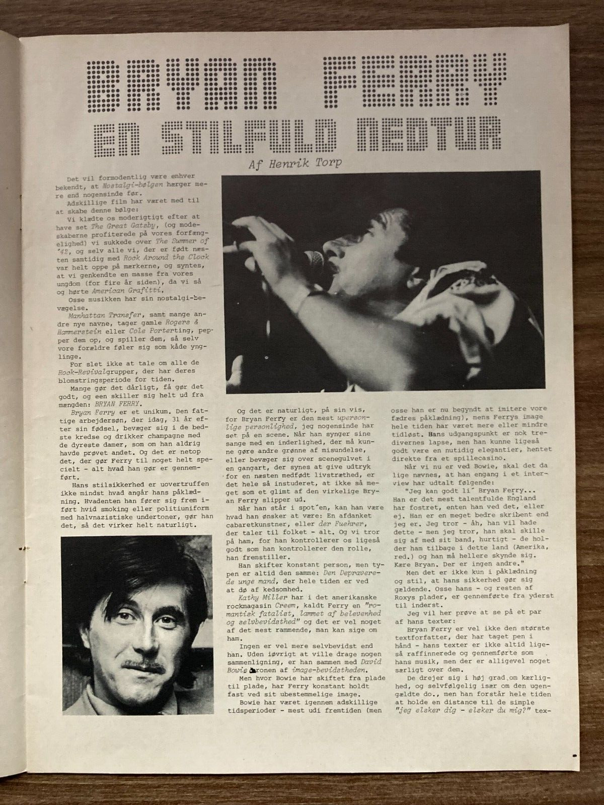 Brian Ferry + Chuck Barry + Frank Zappa 1976 "Rock City" Danish Magazine