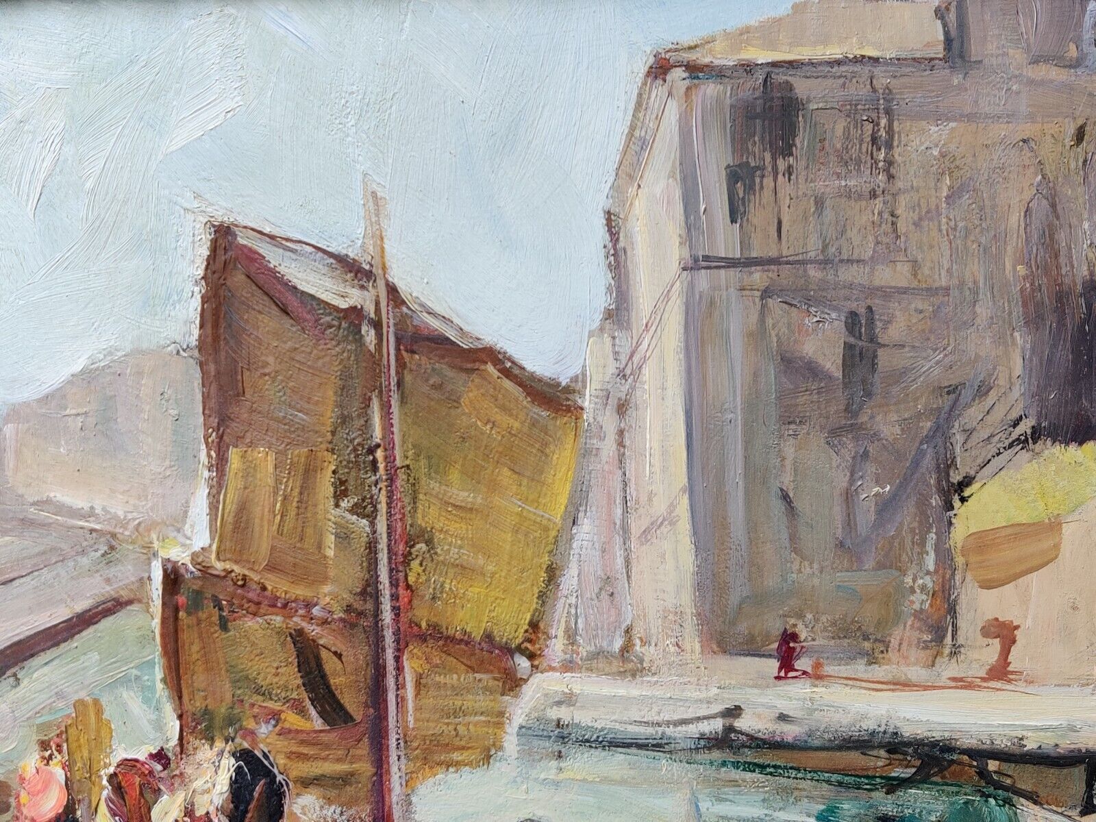 Knut Norman (1896-1977): SAILBOAT IN CHOGGIA CANAL original oil painting