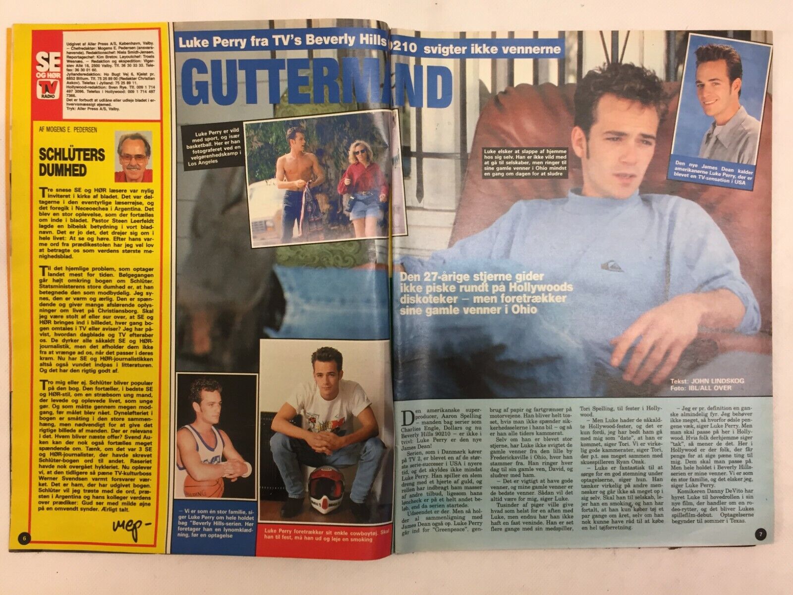 Luke Perry Dylan McKay Beverly Hills 90210 Danish Magazine 1992 "Se og Hoer"