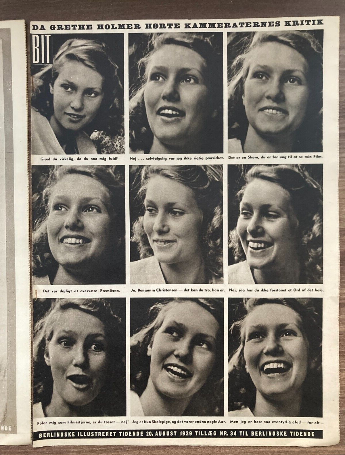 2x Grete Holmer Actress at 15 - 1939 Danish Magazines "Berlingske Illustrerede"