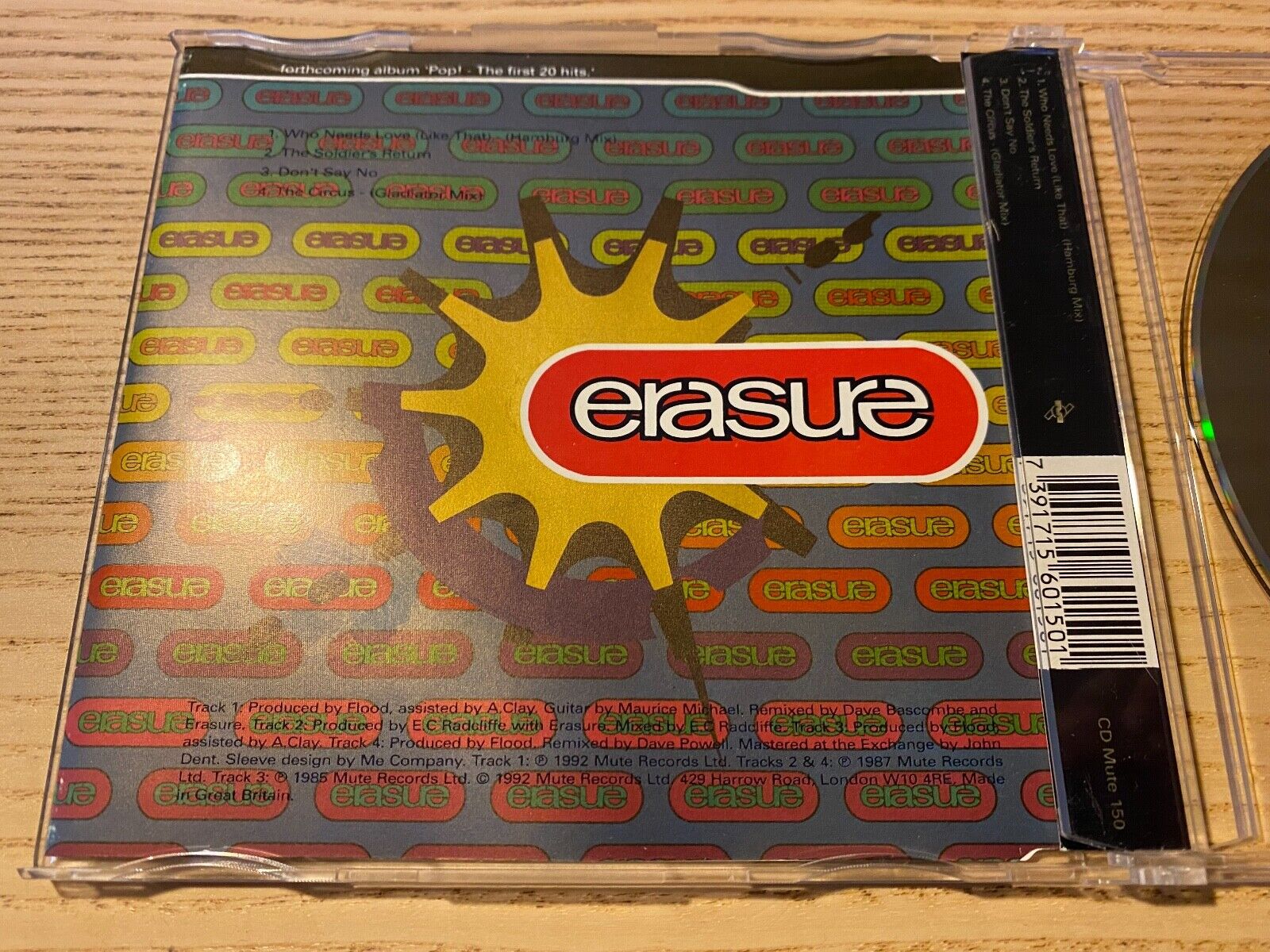 ERASURE "WHO NEEDS LOVE (LIKE THAT)" 1992 MUTE RECORDS 4 REMIX CD SINGLE SWEDEN*