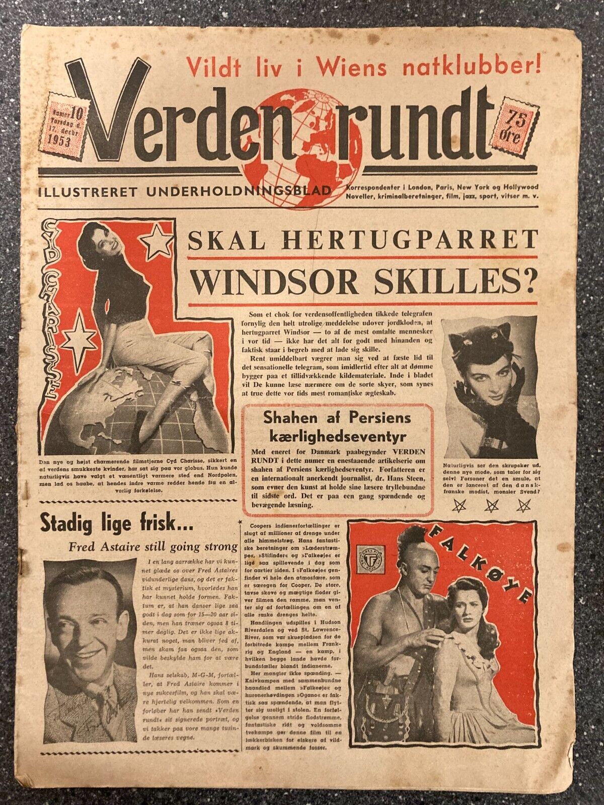 Fred Astaire Cyd Charisse Joanne Dru Danish Magazine 1953 "Verden Rundt"