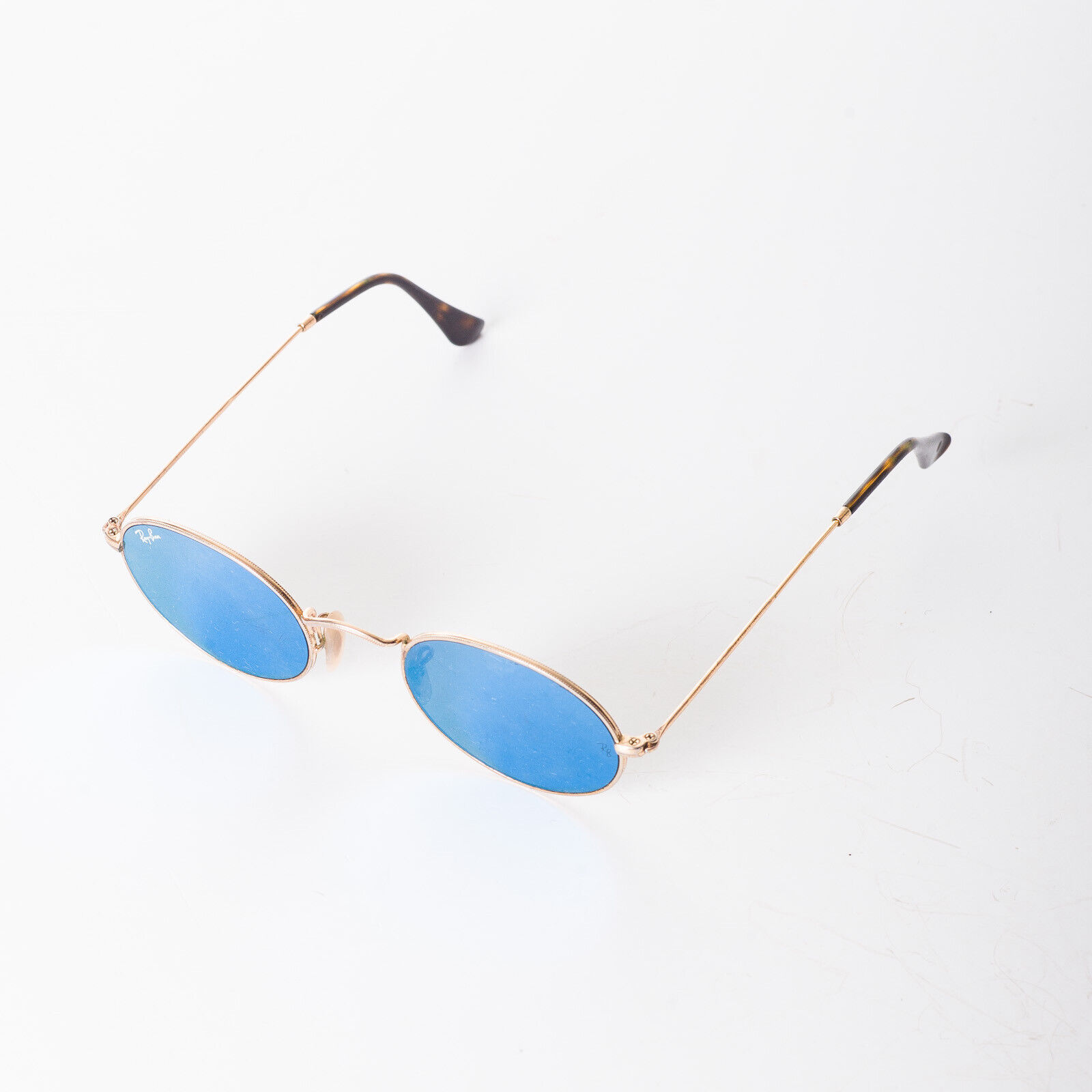 RAY-BAN RB3547N Gold Rimmed Oval Mirror Sunglasses