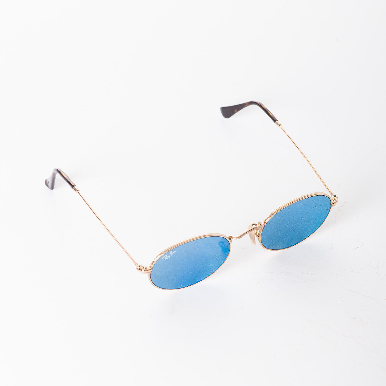 RAY-BAN RB3547N Gold Rimmed Oval Mirror Sunglasses