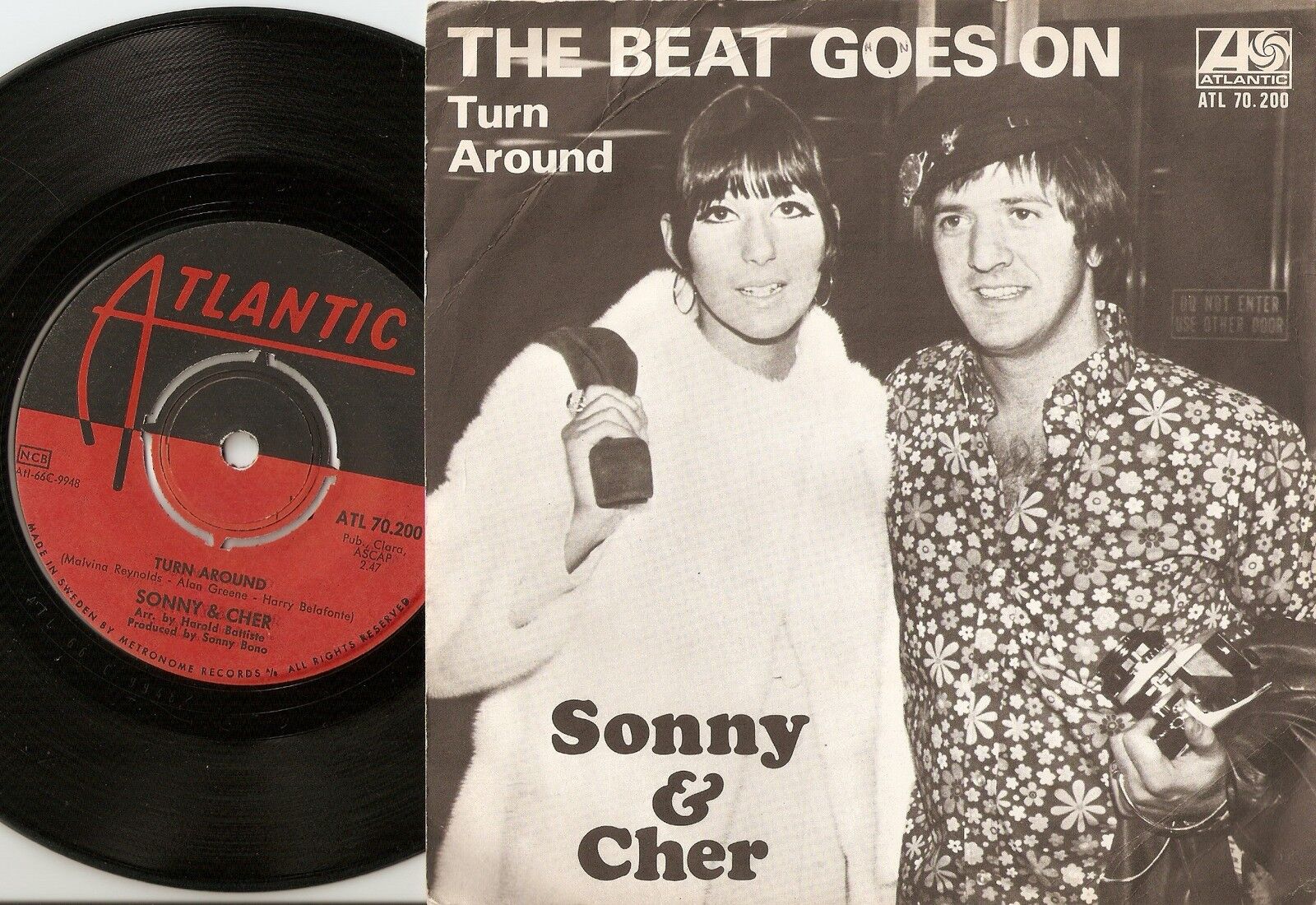 SONNY  CHER THE BEAT GOES ON  TURN AROUND SWEDISH 45+PS 1967 MOD NORTHERN SOUL