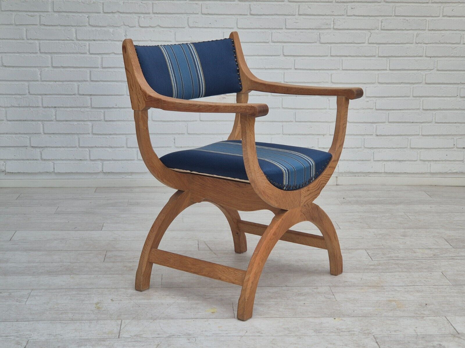 1960s Danish design by Henning Kjærnulf chair model "Kurul" wool oak