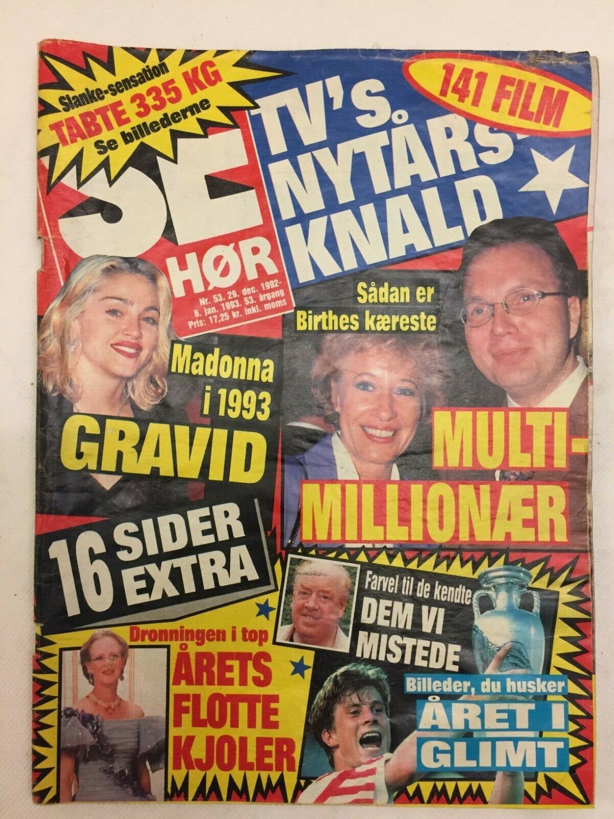 Madonna Pregnancy Rumors Front Cover Vtg Danish Magazine 1992 "Se og Hoer"