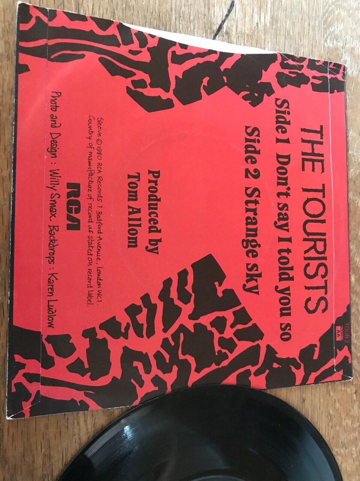 THE TOURISTS "DON´T SAY I TOLD YOU SO / STRANGE SKY" 1980 TCA UK VINYL SINGLE 7"