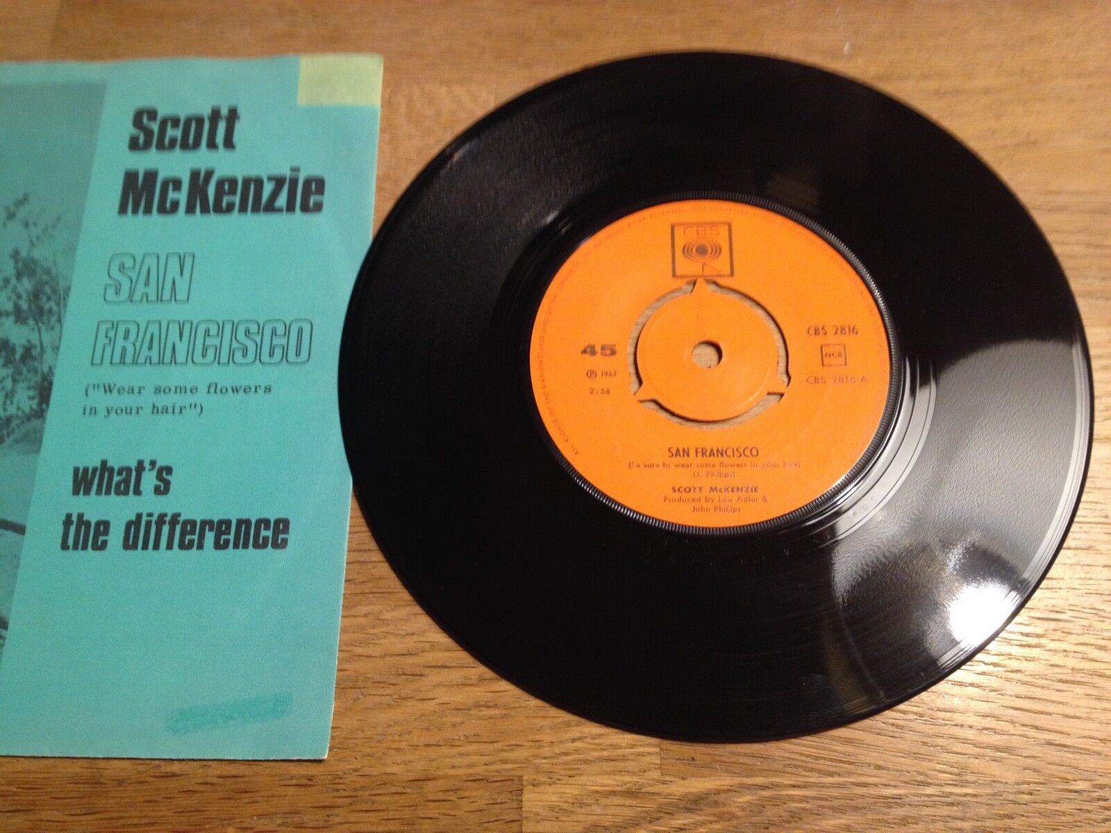 SCOTT MCKENZIE "SAN FRANCISCO (WEAR SOME FLOWERS IN YOUR HAIR)" CBS NCB 1967 CBS