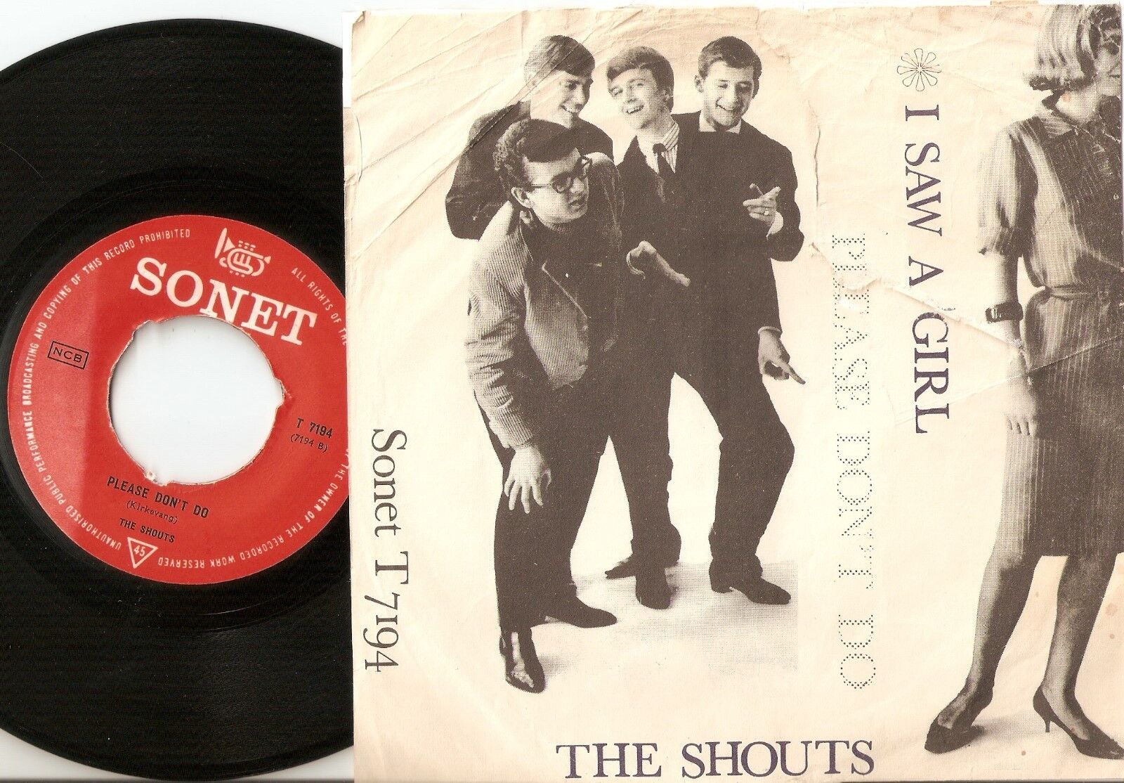 THE SHOUTS I SAW A GIRL  PLEASE DON`T DO DANISH 45+PS 1965 MOD FREAKBEAT   HEAR