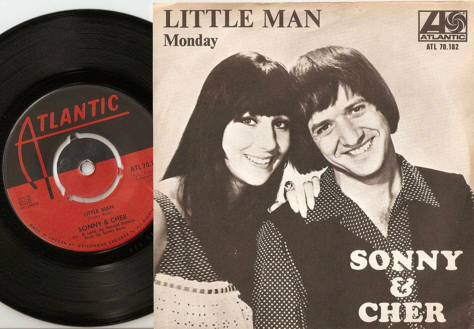 SONNY AND CHER LITTLE MAN  MONDAY SWEDISH 45+PS 1966 BEAT SOUL MOD PSYCH