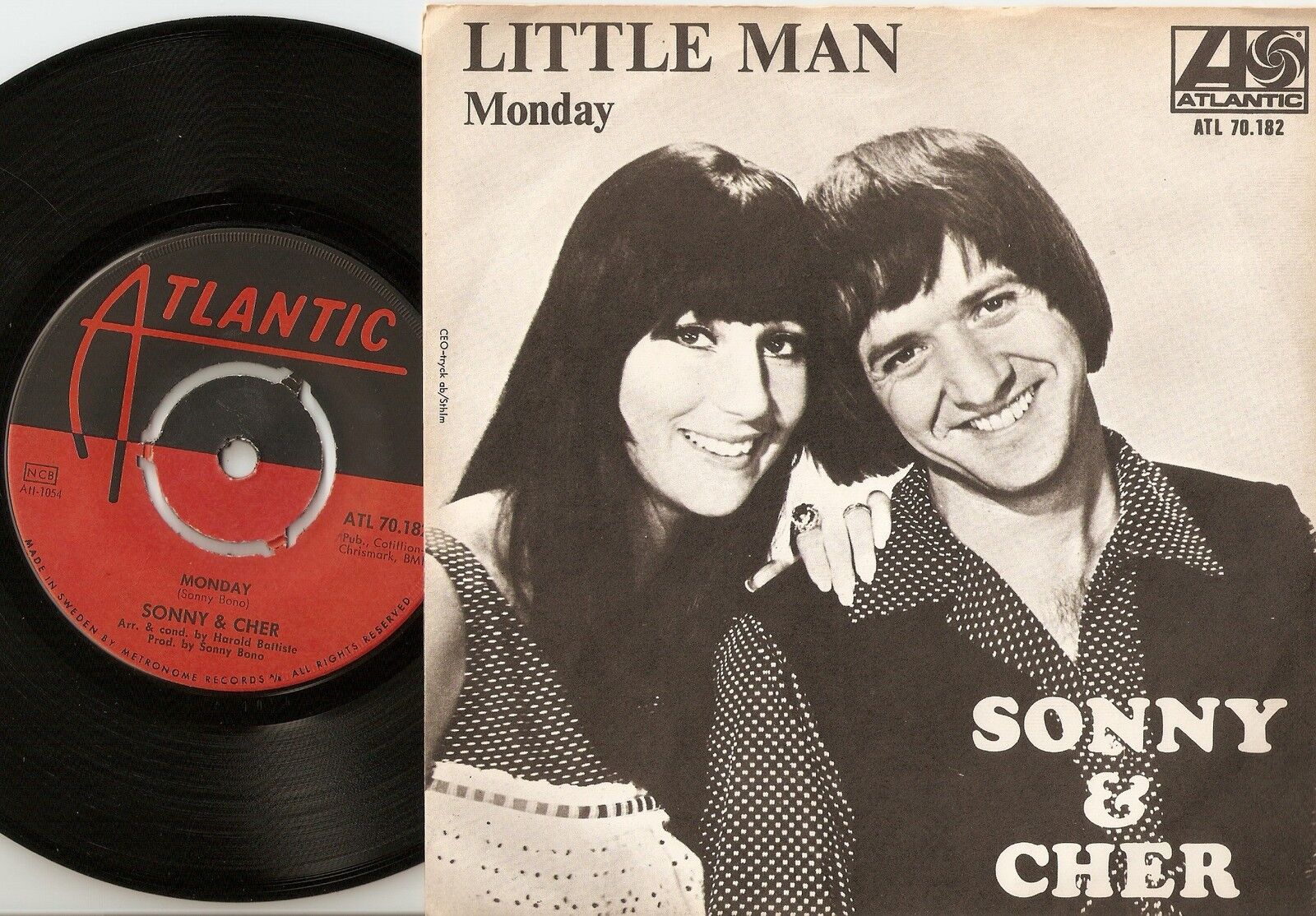 SONNY AND CHER LITTLE MAN  MONDAY SWEDISH 45+PS 1966 BEAT SOUL MOD PSYCH