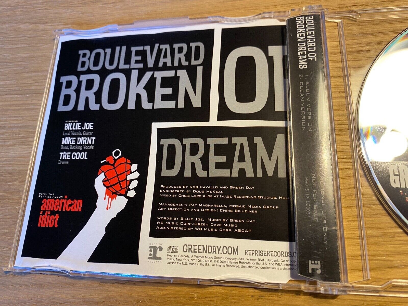 GREEN DAY "BOULEVARD OF BROKEN DREAMS" 2004 2 TRACKS PROMOTIONAL CD SINGLE EU*