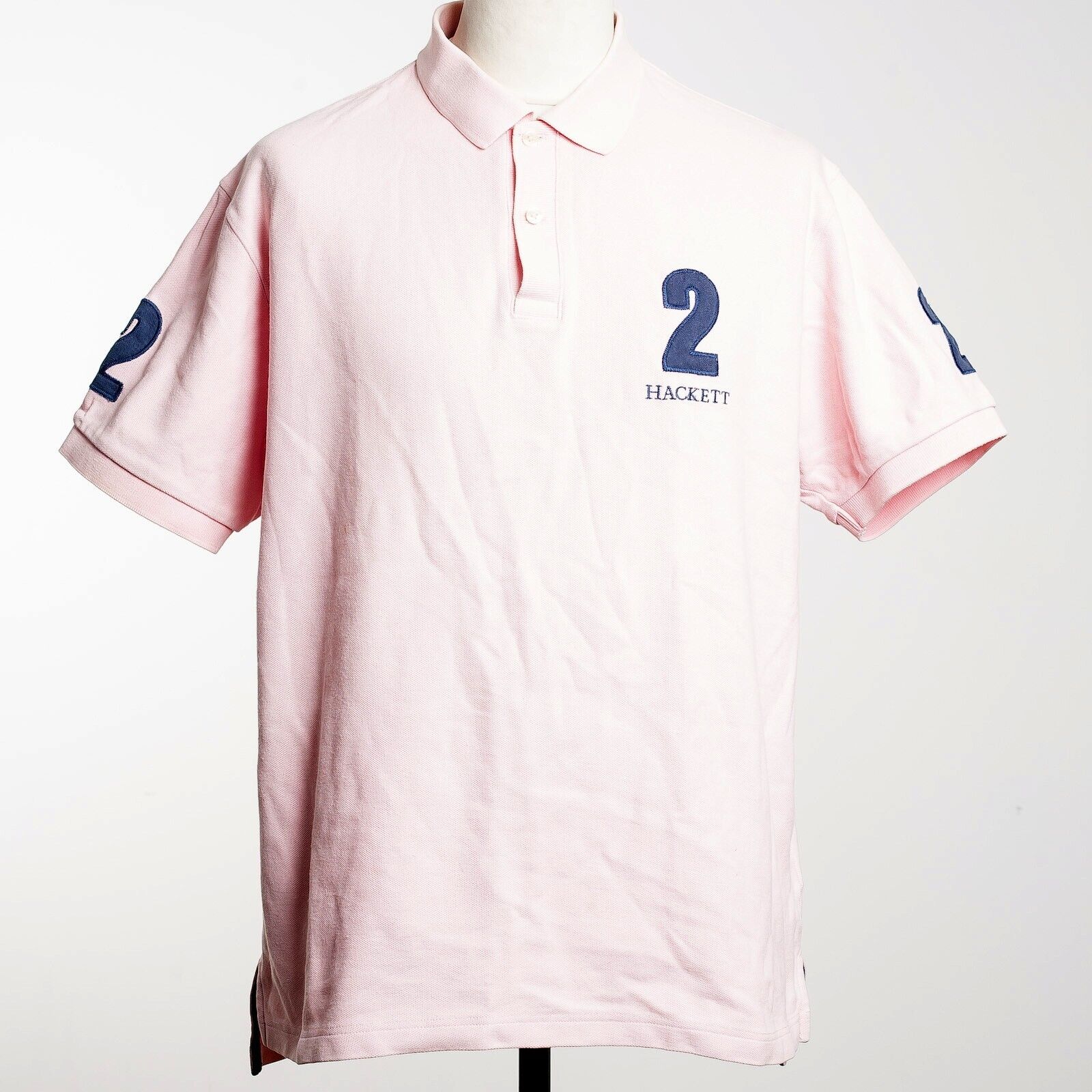 HACKETT Light Pink Pique Cotton Polo Shirt Size L