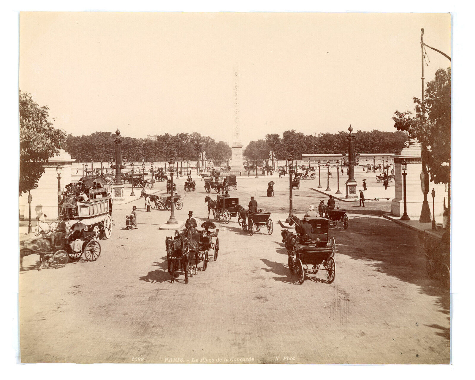 Vintage albumen print 1875-1885 / PARIS /244 La Place de la concorde/ 20x25 cm