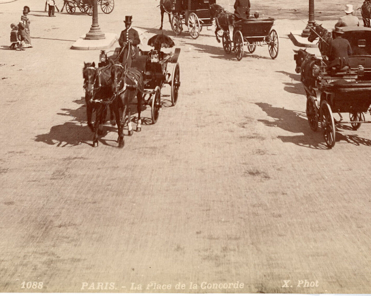 Vintage albumen print 1875-1885 / PARIS /244 La Place de la concorde/ 20x25 cm