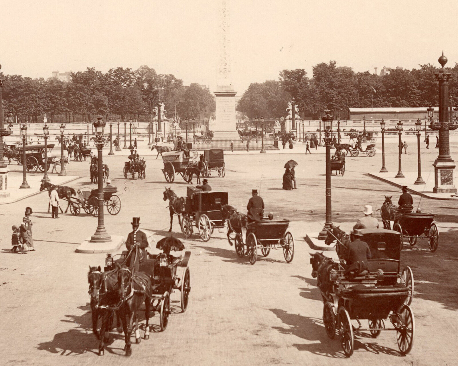 Vintage albumen print 1875-1885 / PARIS /244 La Place de la concorde/ 20x25 cm