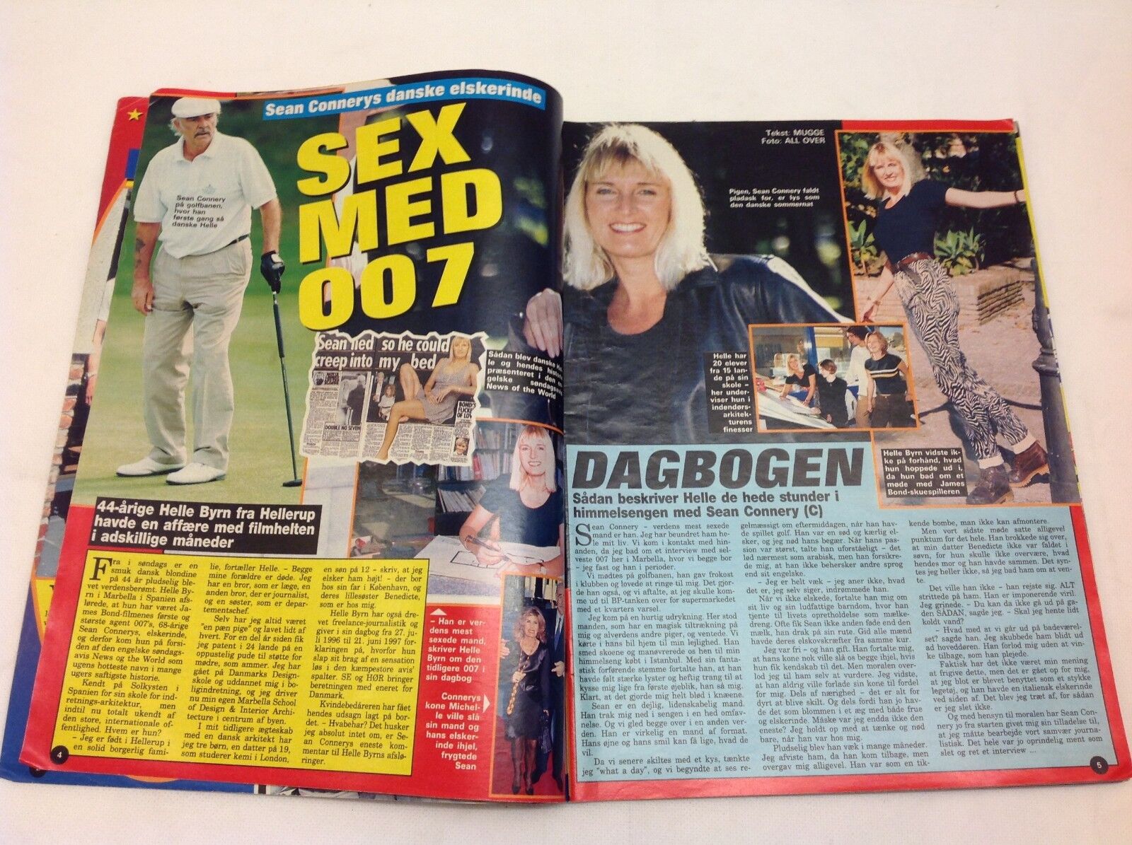 Sean Connery Love Affair Helle Byrn Vintage Danish Magazine 1997 "Se og Hoer"