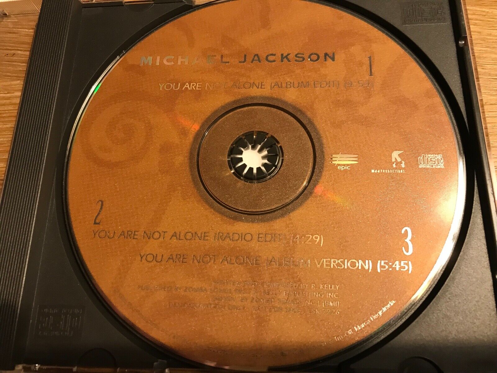 MICHAEL JACKSON "YOU ARE NOT ALONE" 1995 PROMOTIONAL CD 3 TRACK EPIC RECORDS USA