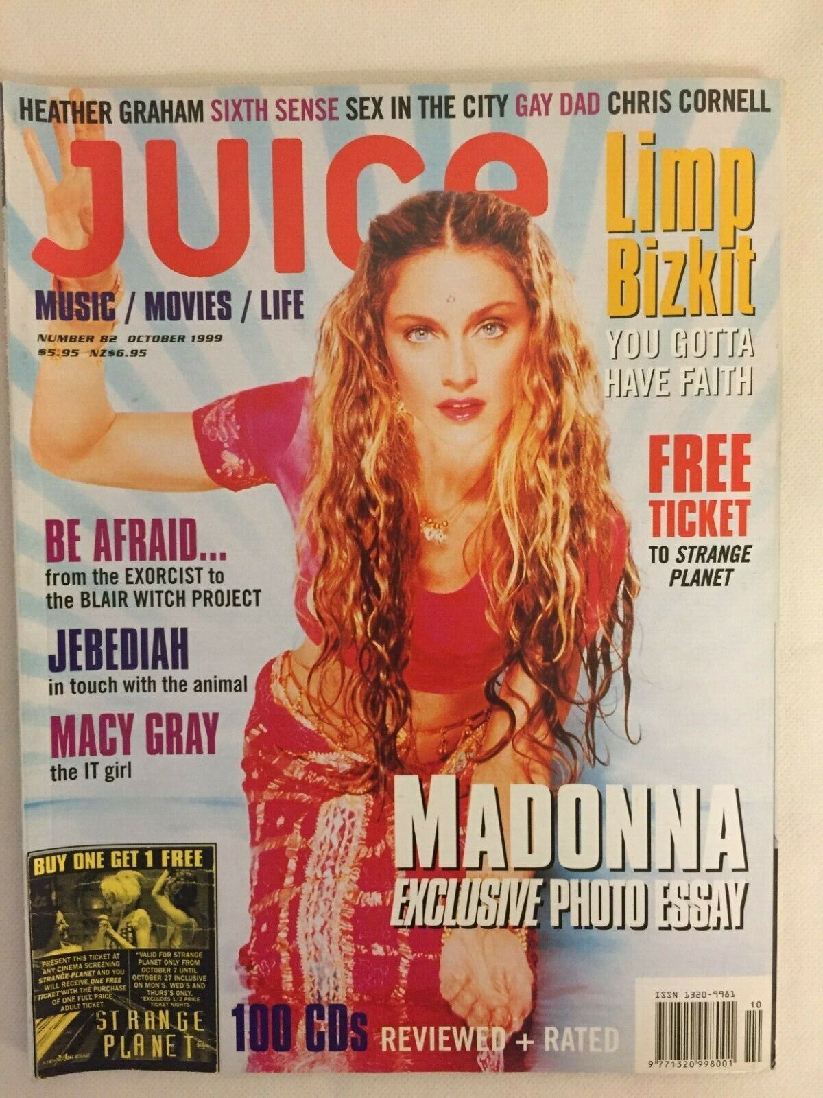 Madonna Vintage Juice Magazine October 1999 Original Good Condition