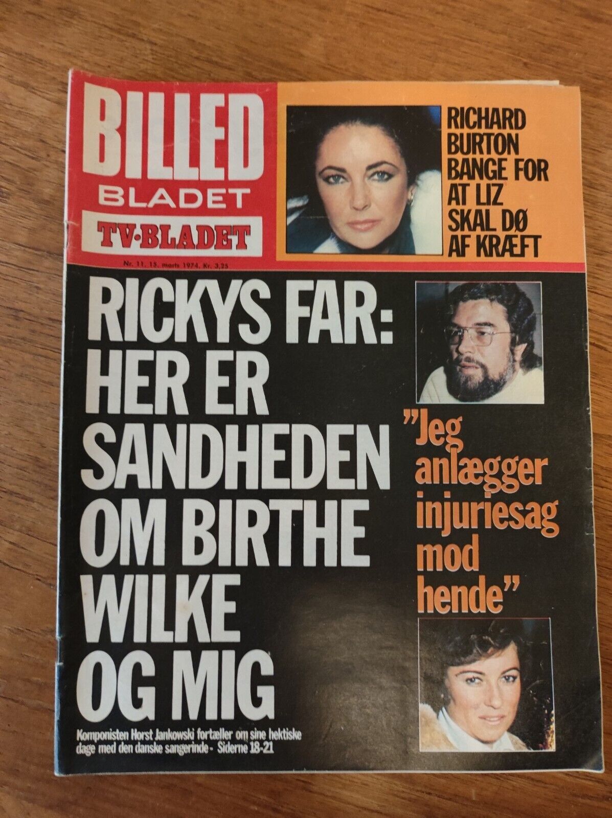 ELIZABETH TAYLOR Sophia Loren BIRTHE WILKE Ted Kennedy 1974 Danish Magazine BB37