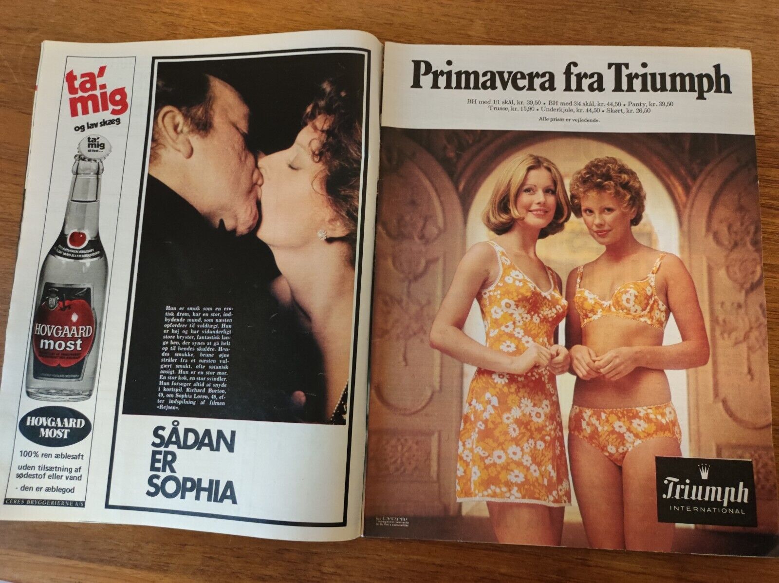 ELIZABETH TAYLOR Sophia Loren BIRTHE WILKE Ted Kennedy 1974 Danish Magazine BB37