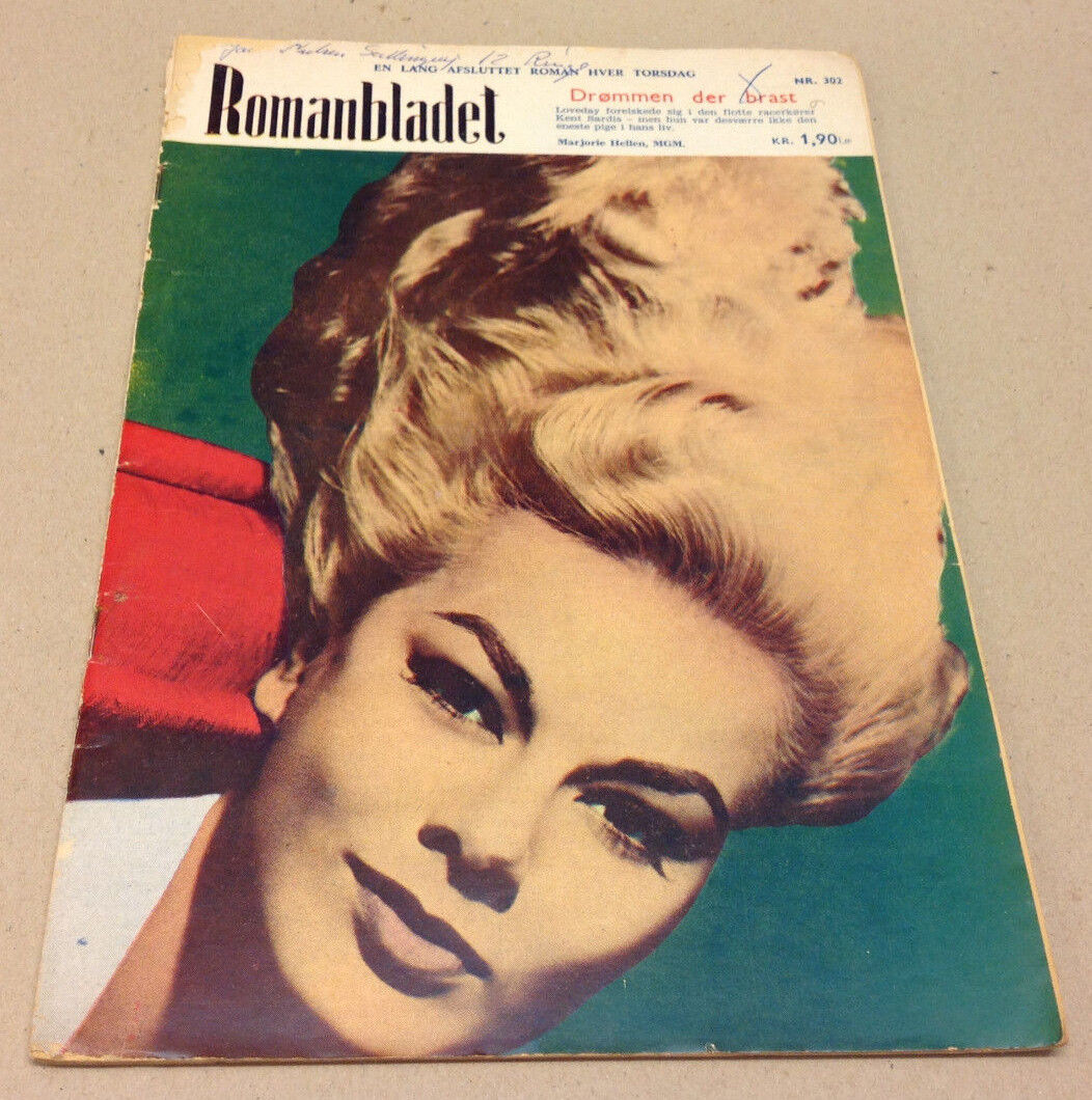 MAJORIE HELLEN ON FRONT COVER VINTAGE Danish Novelle Romanbladet Magazine 1970