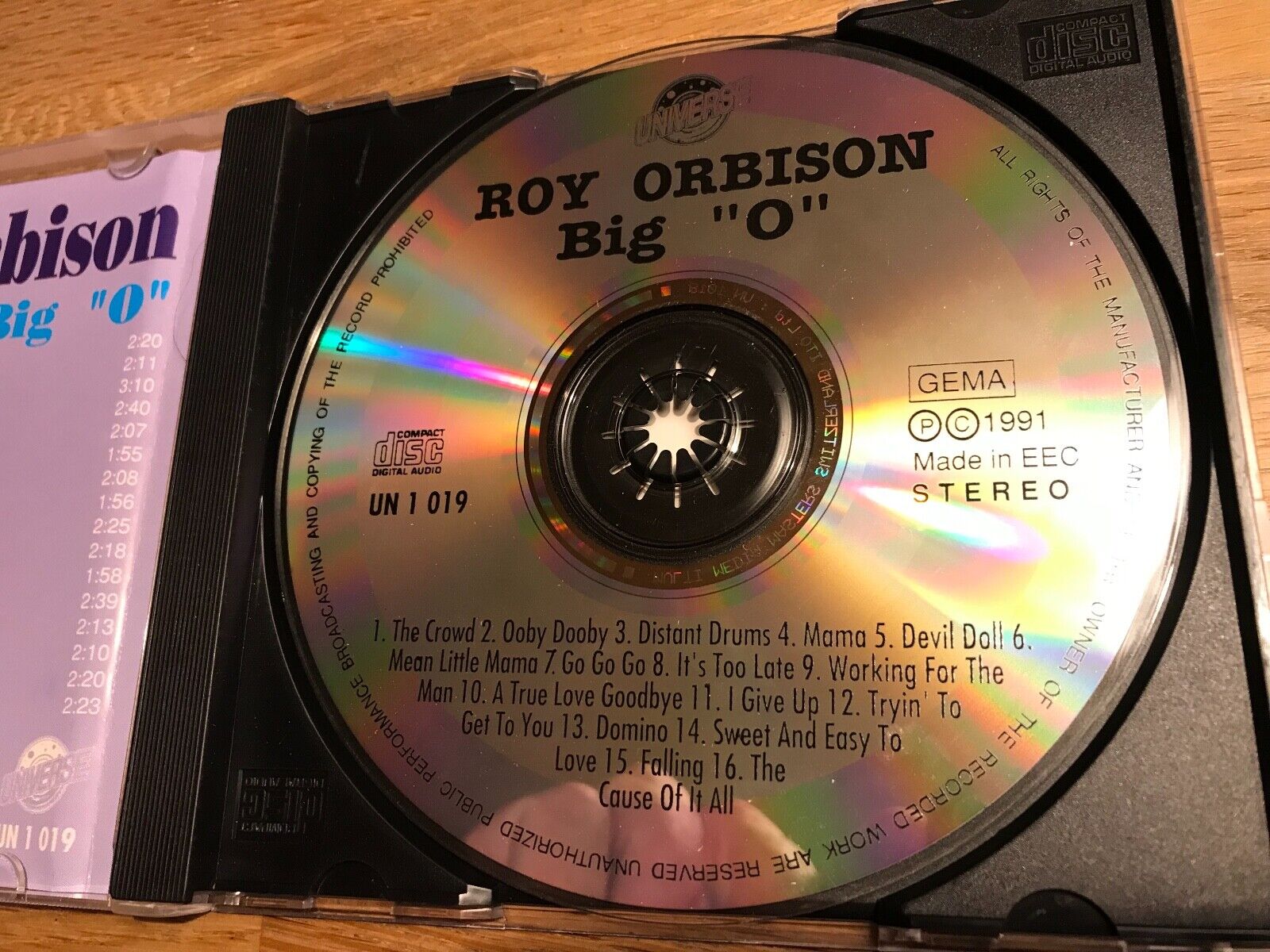 ROY ORBISON "VOL 2 BIG O" UNIVERSE CD ALBUM16 TRACK CDALBUM 1991 GEMA UN 1 019