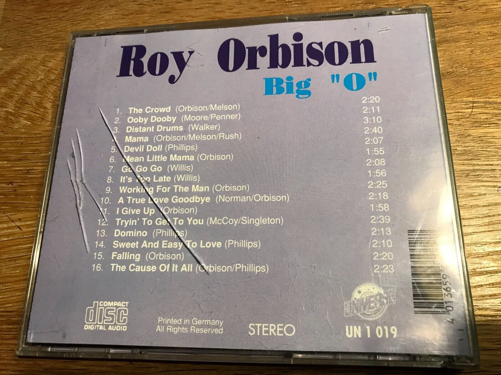 ROY ORBISON "VOL 2 BIG O" UNIVERSE CD ALBUM16 TRACK CDALBUM 1991 GEMA UN 1 019